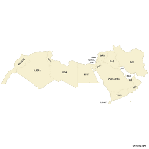 Preview of Labeled Map of MENA Countries
