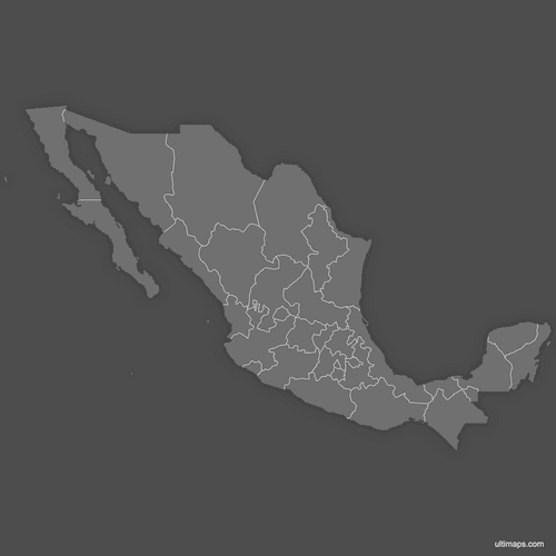 Preview of Blank Map of Mexico States (Dark)