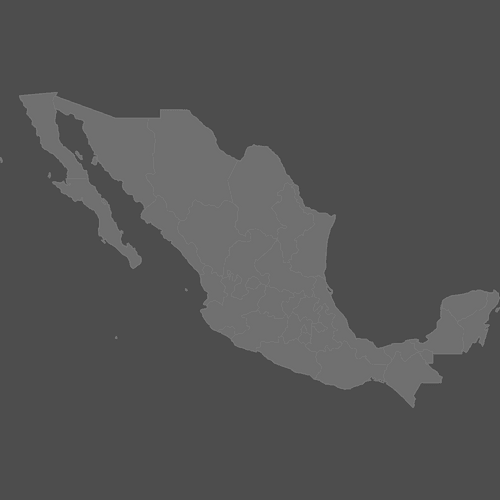 Preview of Blank Printable Map of Mexico States (Dark Theme)