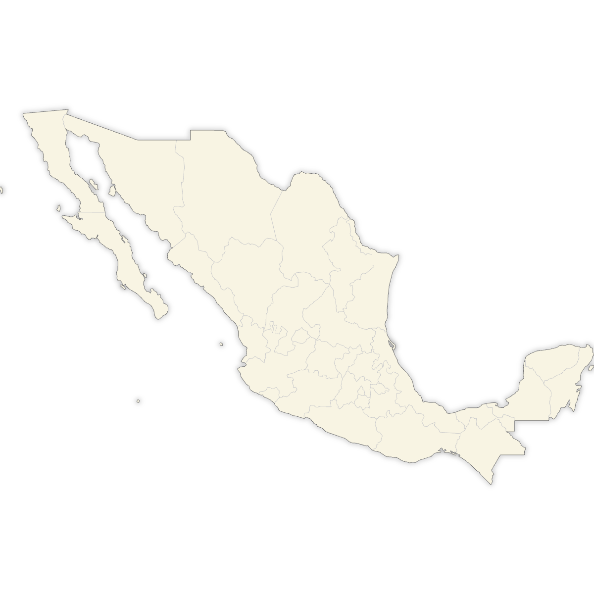 Blank Map of Mexico States