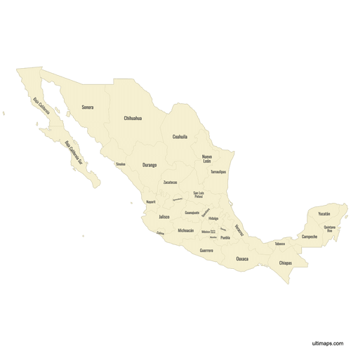 Preview of Labeled Map of Mexico States