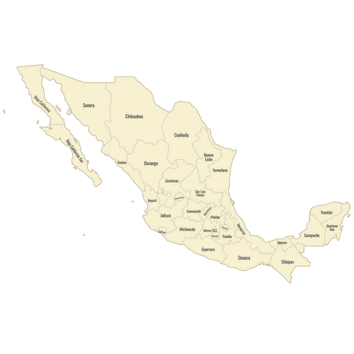 Preview of Labeled Map of Mexico States