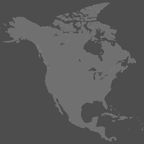 Preview of Blank Printable Map of North America (Dark Theme)