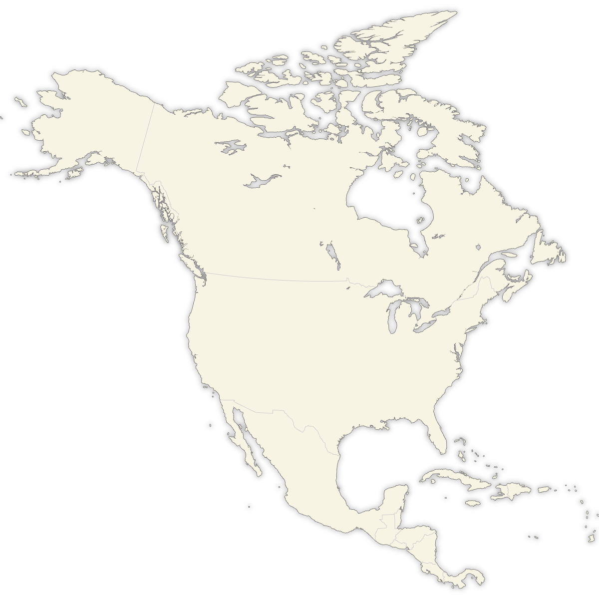 Blank Map of North America