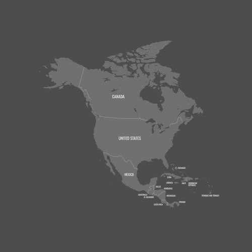 Preview of Labeled Map of North America (Dark)