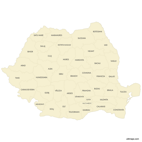 Preview of Labeled Map of Romania Counties