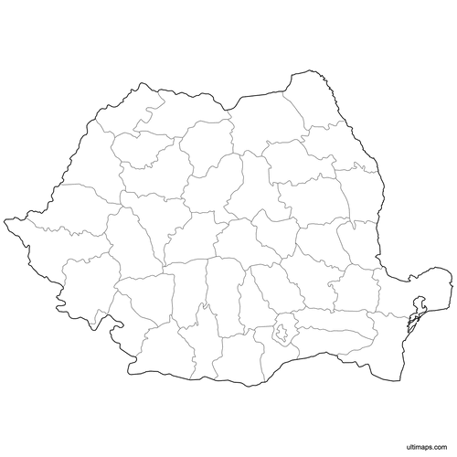 Preview of Outlined Map of Romania Counties