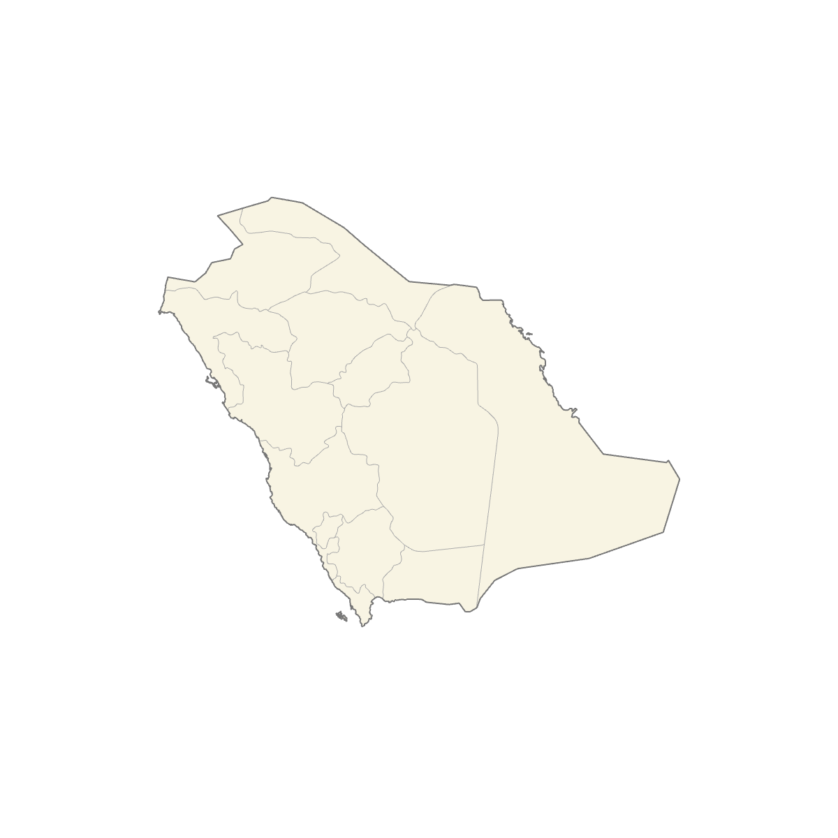 Blank Map of Saudi Arabia Provinces