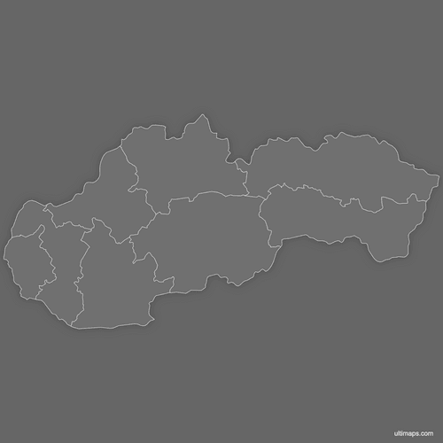 Preview of Blank Map of Slovak Regions (Dark)