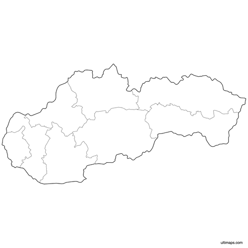 Preview of Outlined Map of Slovak Regions