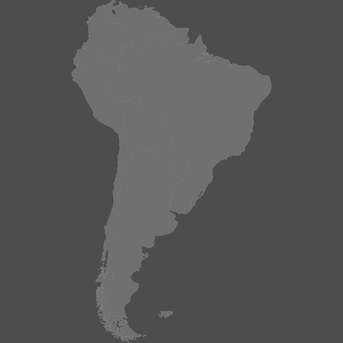 Preview of Blank Printable Map of South America (Dark Theme)