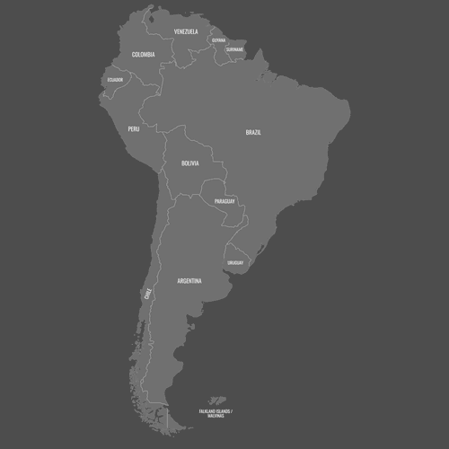 Preview of Labeled Map of South America (Dark)