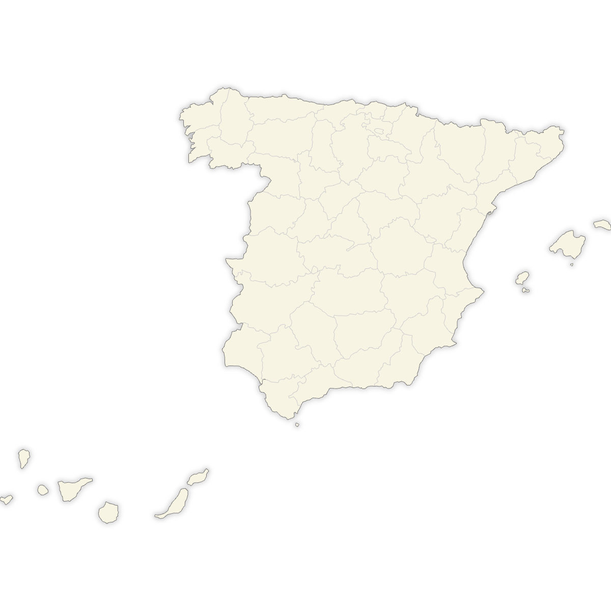 Blank Map of Spain Provinces