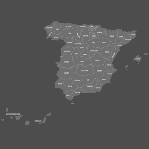 Preview of Labeled Map of Spain Provinces (Dark)