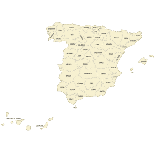 Preview of Labeled Map of Spain Provinces