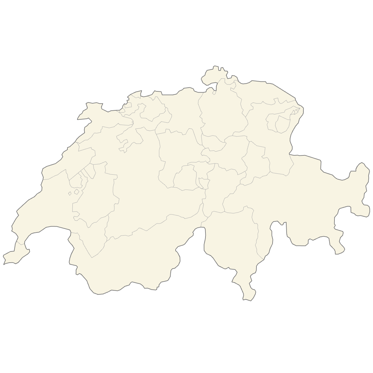 Blank Map of Switzerland Cantons