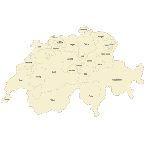 Preview of Labeled Map of Switzerland Cantons