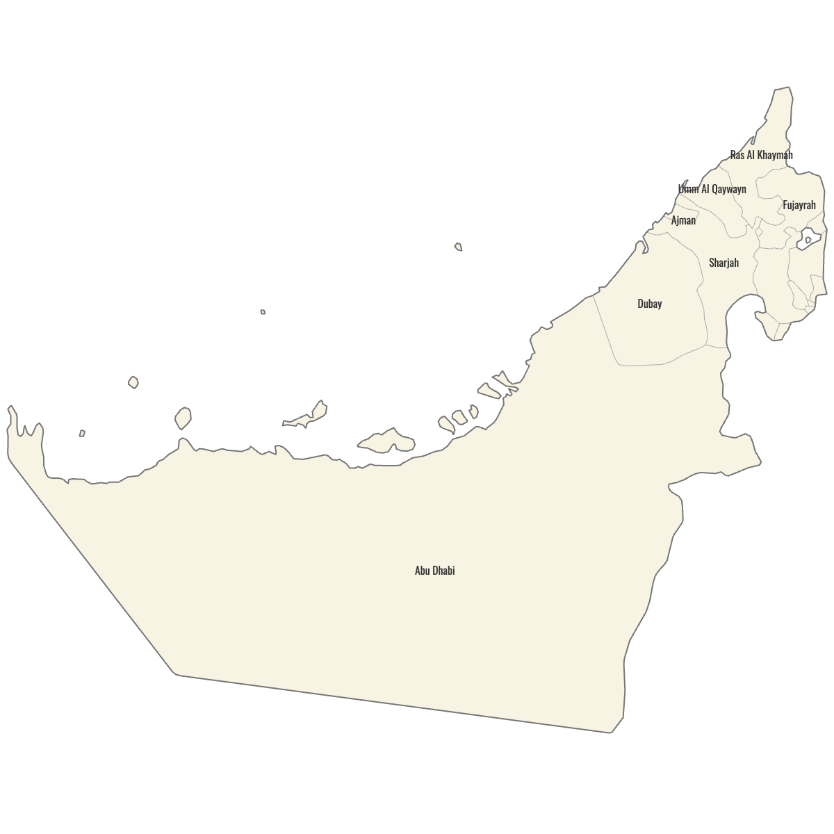 Blank Map of United Arab Emirates with Labels