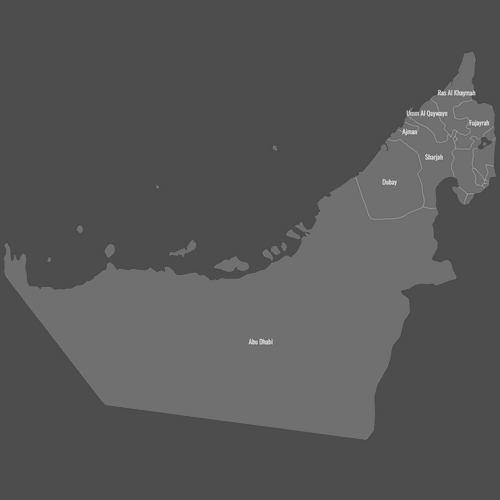 Preview of Labeled Map of United Arab Emirates (Dark)