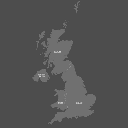 Preview of Labeled Map of United Kindgdom Countries (Dark)