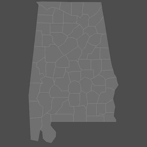 Preview of Blank Map of Alabama Counties (Dark)