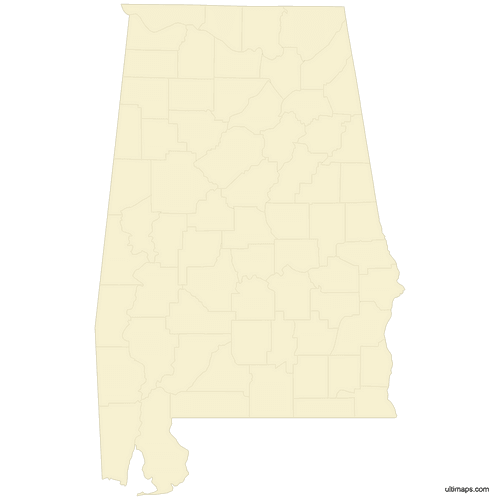 Preview of Blank Map of Alabama Counties