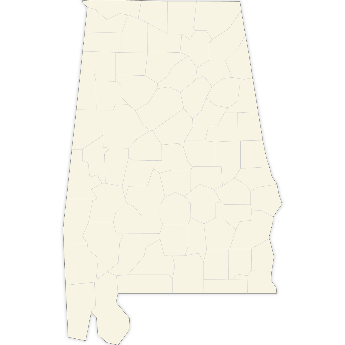 Blank Map of Alabama Counties