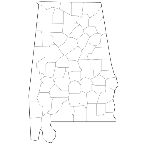 Preview of Outline Map of Alabama Counties