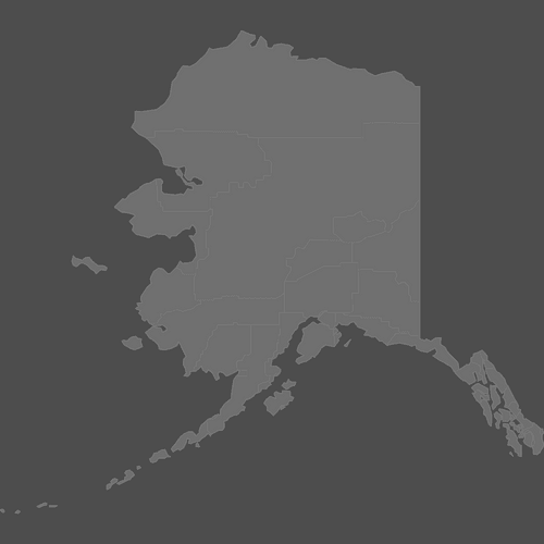 Preview of Blank Printable Map of Alaska Counties (Dark Theme)