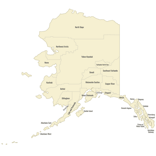 Preview of Labeled Map of Alaska Counties