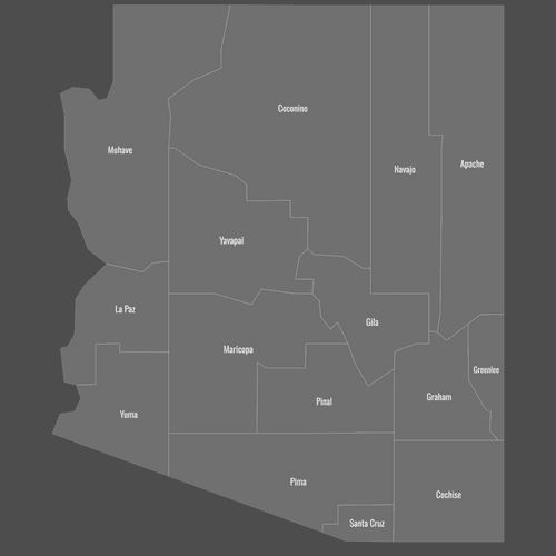 Preview of Labeled Map of Arizona Counties (Dark)