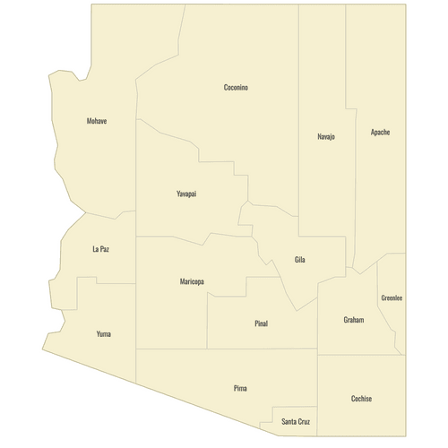 Preview of Labeled Map of Arizona Counties