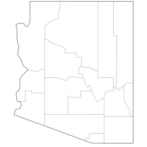 Preview of Outline Map of Arizona Counties