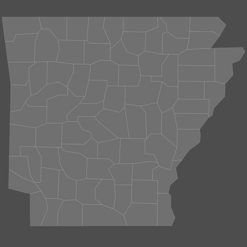 Preview of Blank Map of Arkansas Counties (Dark)