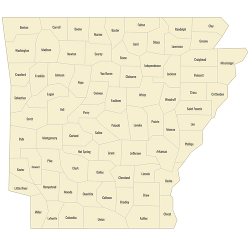 Preview of Labeled Map of Arkansas Counties