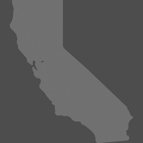 Preview of Blank Printable Map of California Counties (Dark Theme)