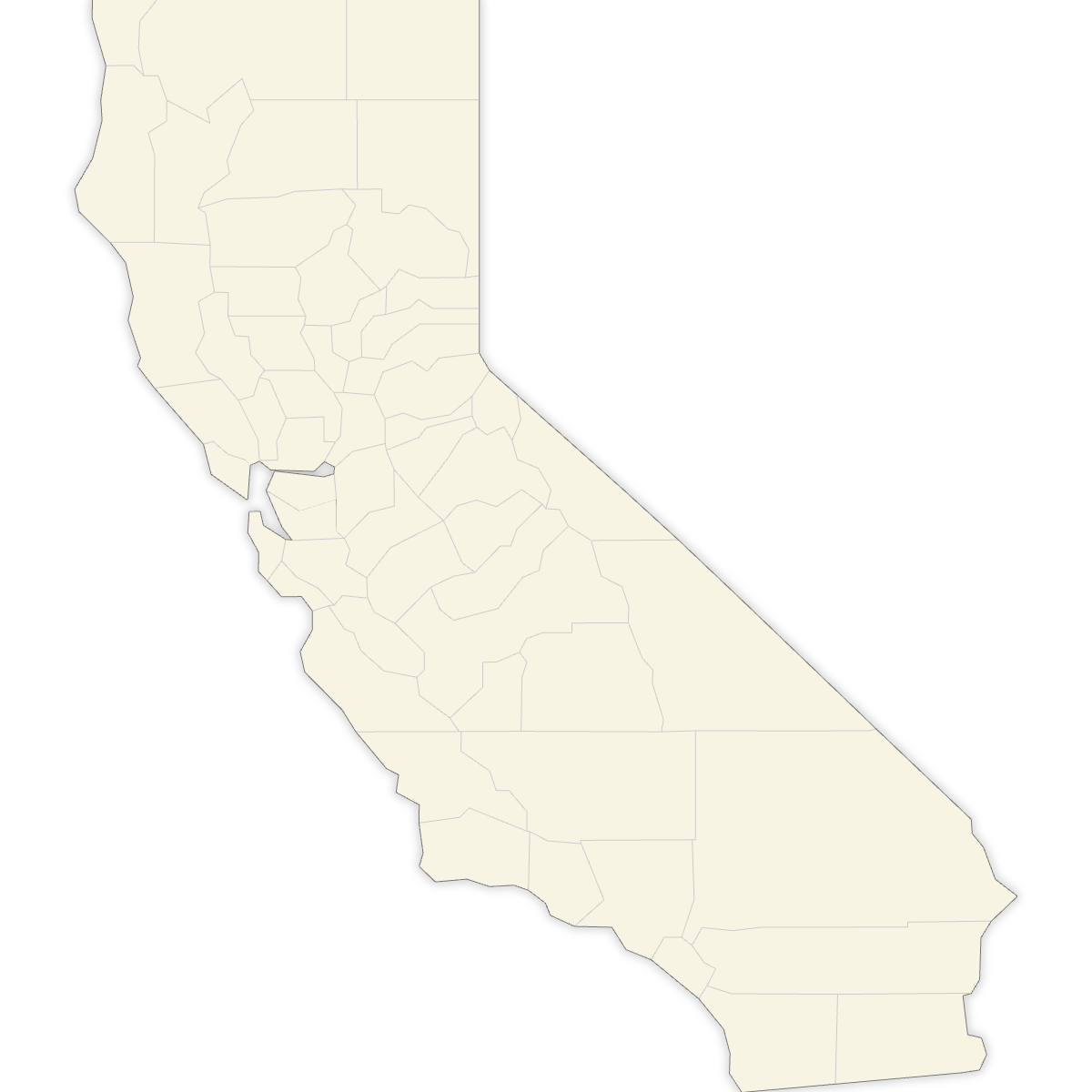 Blank Map of California Counties