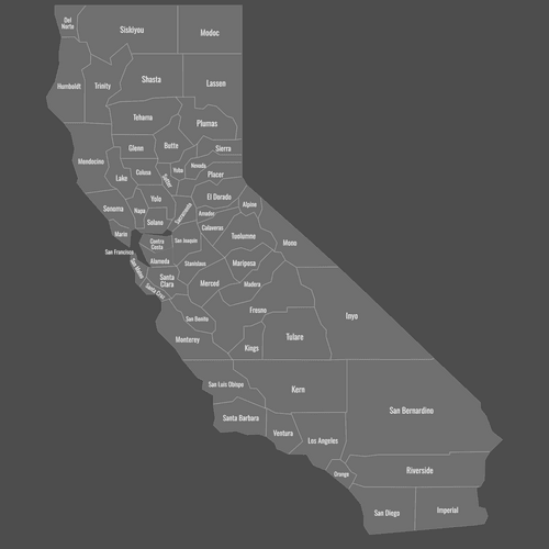 Preview of Labeled Map of California Counties (Dark)