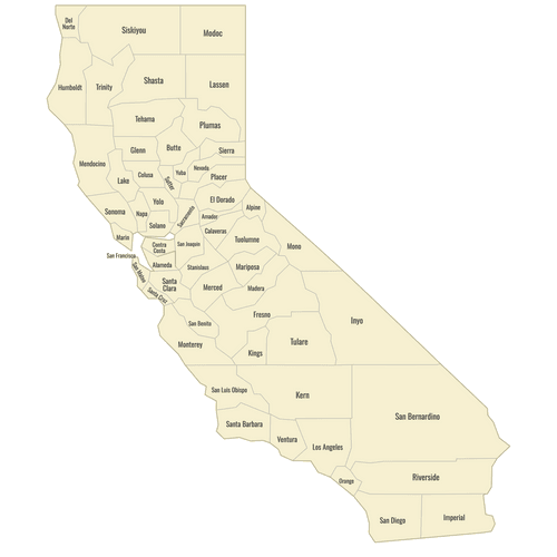 Preview of Labeled Map of California Counties