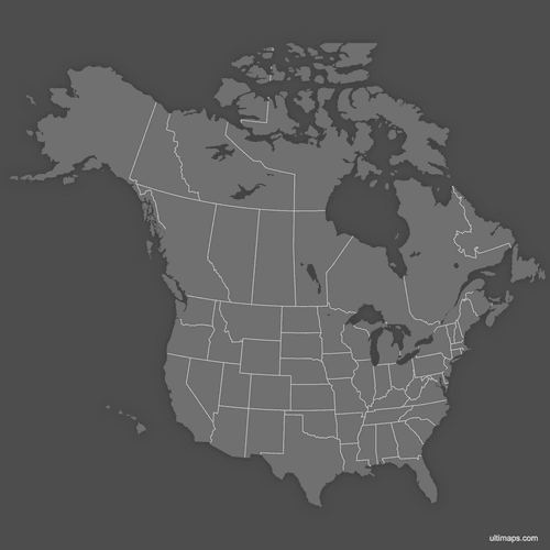 Preview of Blank United States and Canada Map (Dark)
