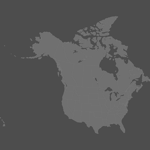 Preview of Blank Printable Map of the United States and Canada (Dark Theme)