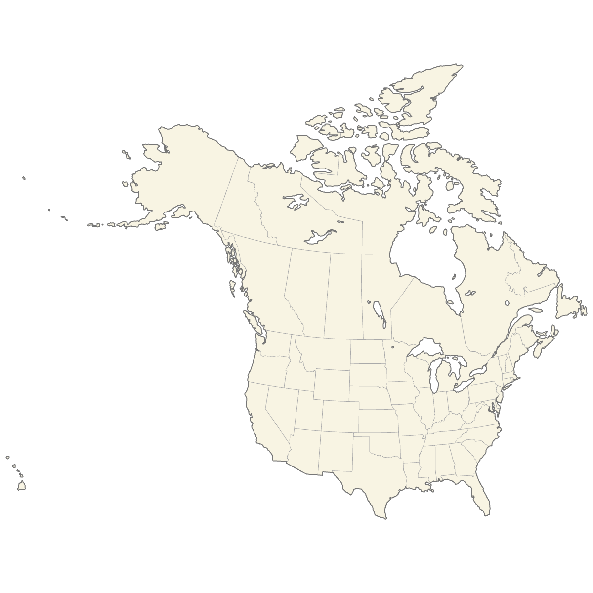 Blank Map of the United States and Canada