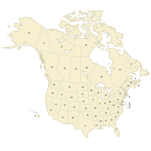 Preview of Labeled United States and Canada Map