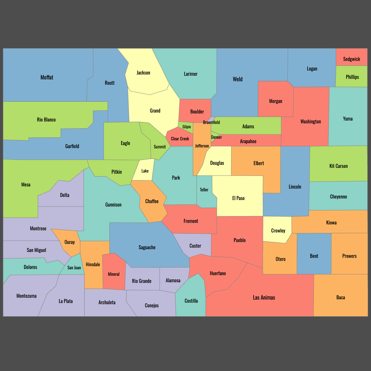 Map of Colorado Counties — Ultimaps