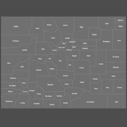 Preview of Labeled Map of Colorado Counties (Dark)