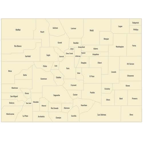 Preview of Labeled Map of Colorado Counties