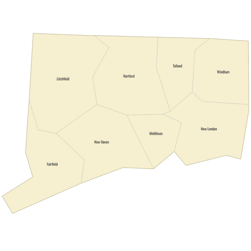 Preview of Labeled Map of Connecticut Counties