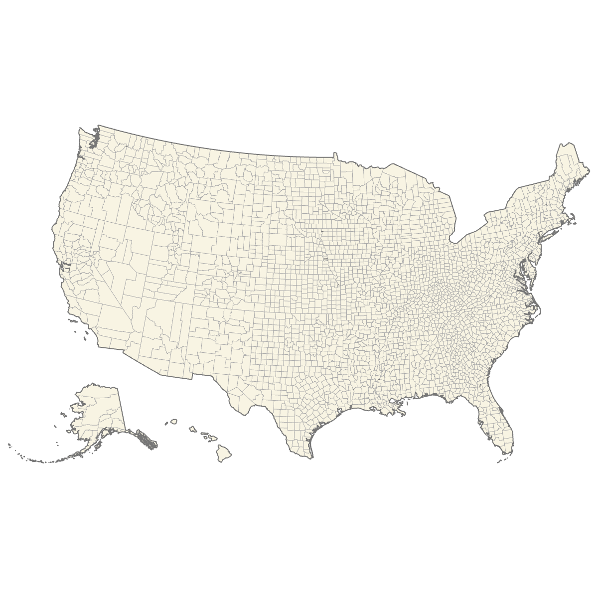 Blank Map of the United States Counties with Labels