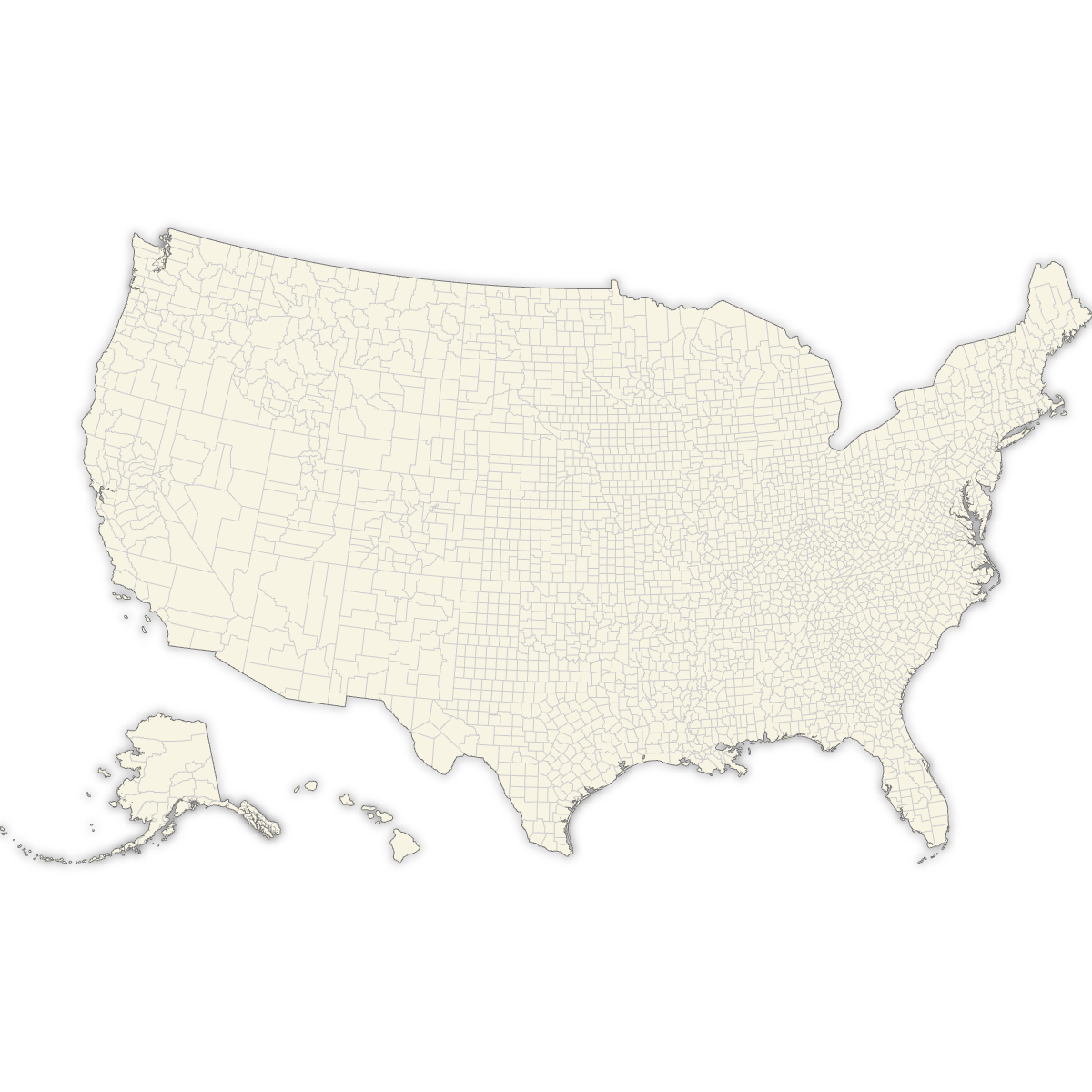 Blank Map of the United States Counties