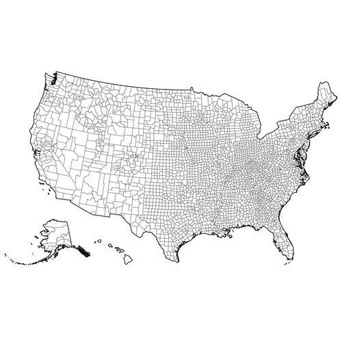 Preview of Outline Map of the United States Counties